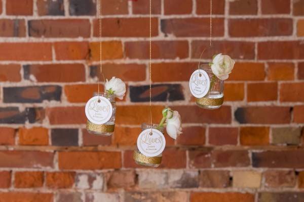 Mini mason jar dore pailletee suspendu 